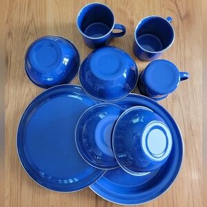 Blue Specled Enamel Dinnerware Set